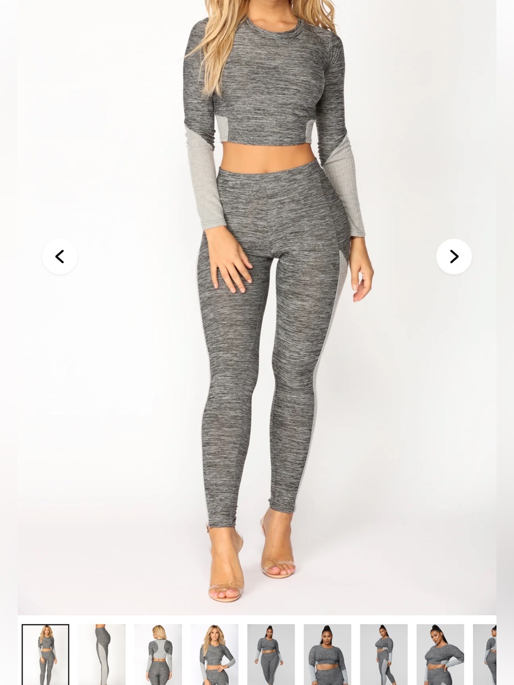 Fashion Nova Charcoal Heather Lounge Set - Crop Top & Leggings